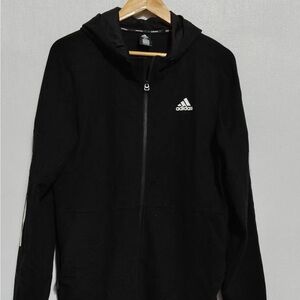 adidas Black Full-Zip Hoodie with White Logo